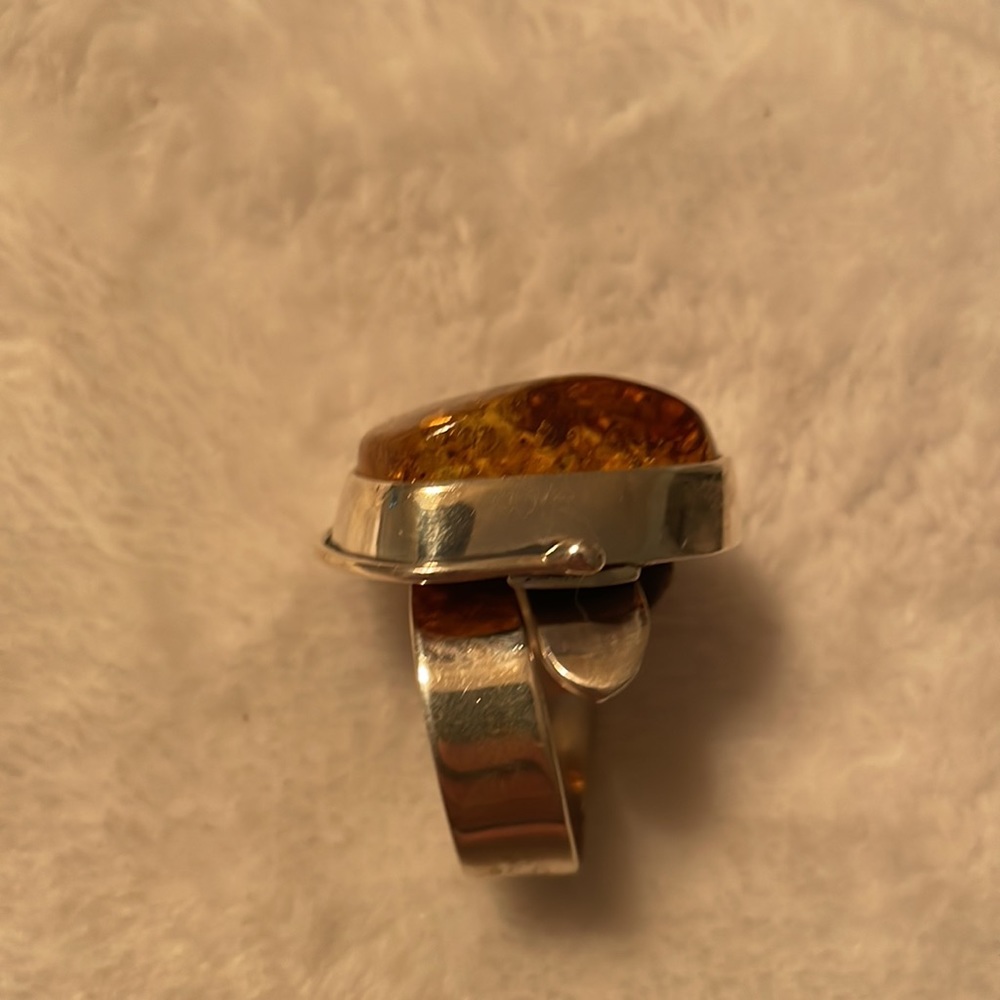 Sterling Silver Amber Adjustable Ring. - image 4